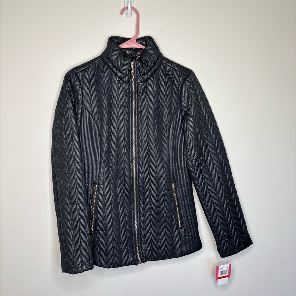 Kate Spade New York Black Quilted Jacket Water Resistant XS Fall Winter NWT